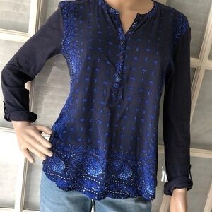 Lucky brand blue Bandanna/cotton Western boho top